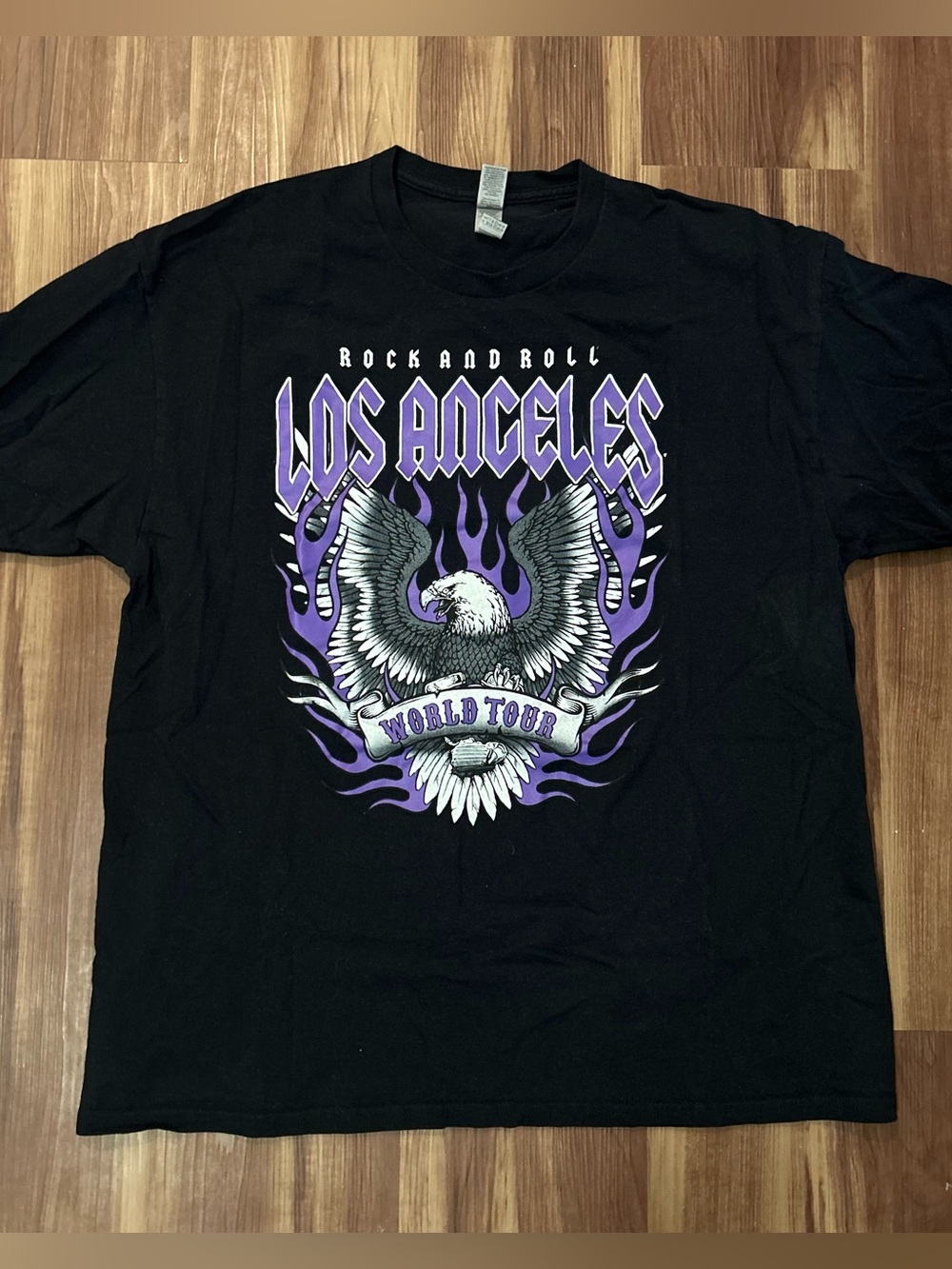 Gildan Black Tee with Purple Los Angeles Eagle World Tour Graphic